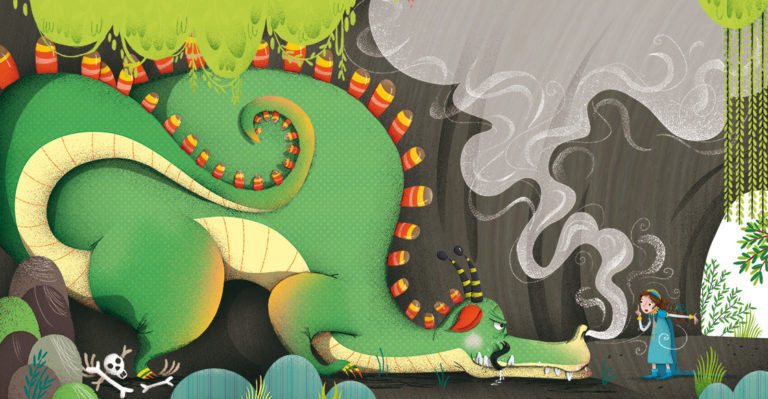 laura_giorgi_Dragon_Princess_tale_cave_illustration_children